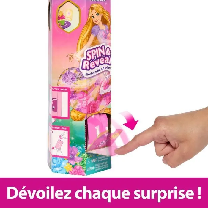 Spin & Reveal Raiponce Mattel Poupée Disney Princesses avec surprises HTV86-4