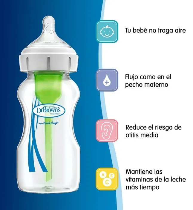 Dr. brown's - 1 - Biberon anti-coliques Large Options + 270 ml Vert - Etoiles Biberon + 0 mois-3