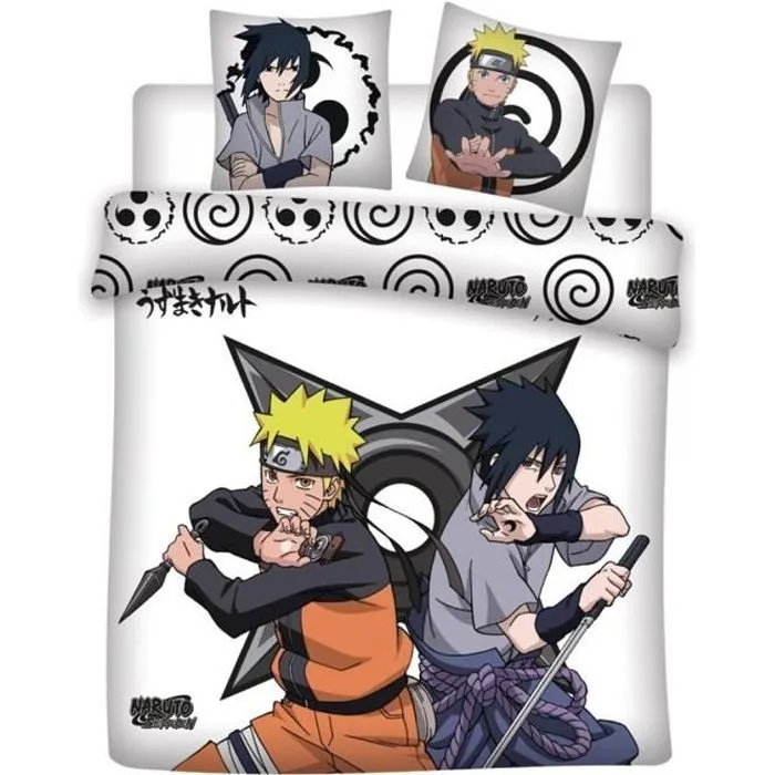 Parure de Lit double - Naruto - Housse de couette 240x220 cm - 2 Taies 63x63 cm - Oeko Tex - Microfibre-0