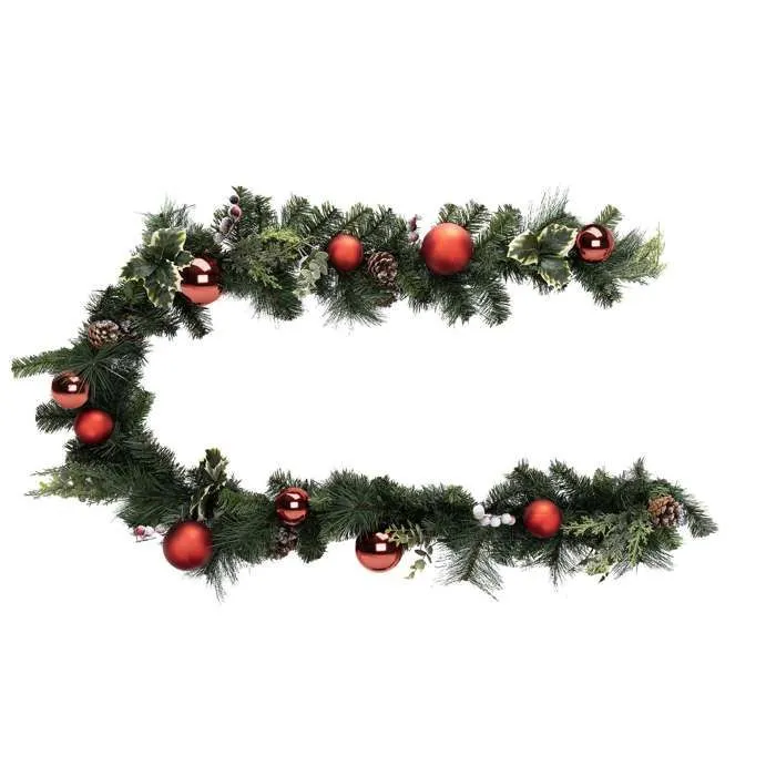 Atmosphera - Guirlande de Noël Rêve de Sapin L. 2 M - Vert et rouge-0
