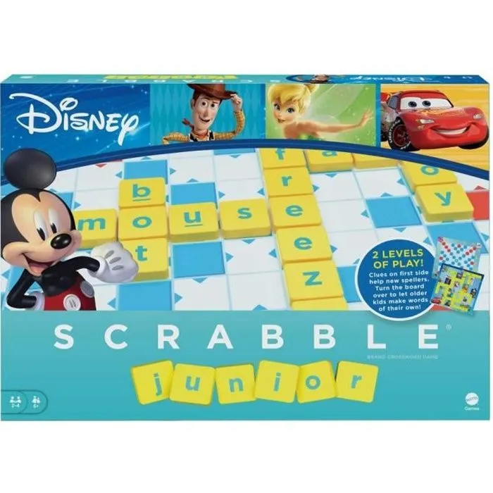 Jeu de société - Disney - Scrabble Junior - Éducatif - 2 jeux en 1 - Pour enfants de 5 à 10 ans-0