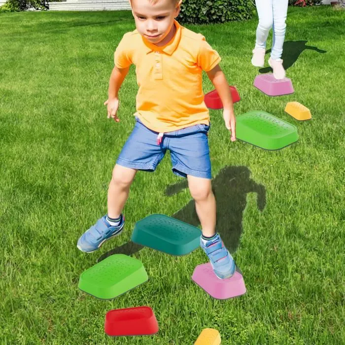 Ensemble de Pierres d'Équilibre - UISEBRT - 5 pièces - Multicolore - Charge max 80 kg - Pour enfants 3-9 ans-3