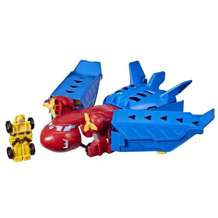 TRANSFORMERS - Optimus Prime Jumbo Jet avec Figurine Bumblebee voiture de course de 11 cm - dès 3 ans - 38 cm-1