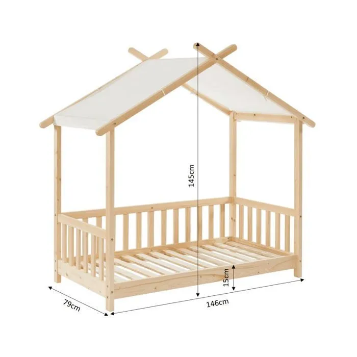 Lit Enfant Tente Des Étoiles Beige 70x140 Sommier Inclus - Laïba Kids-1