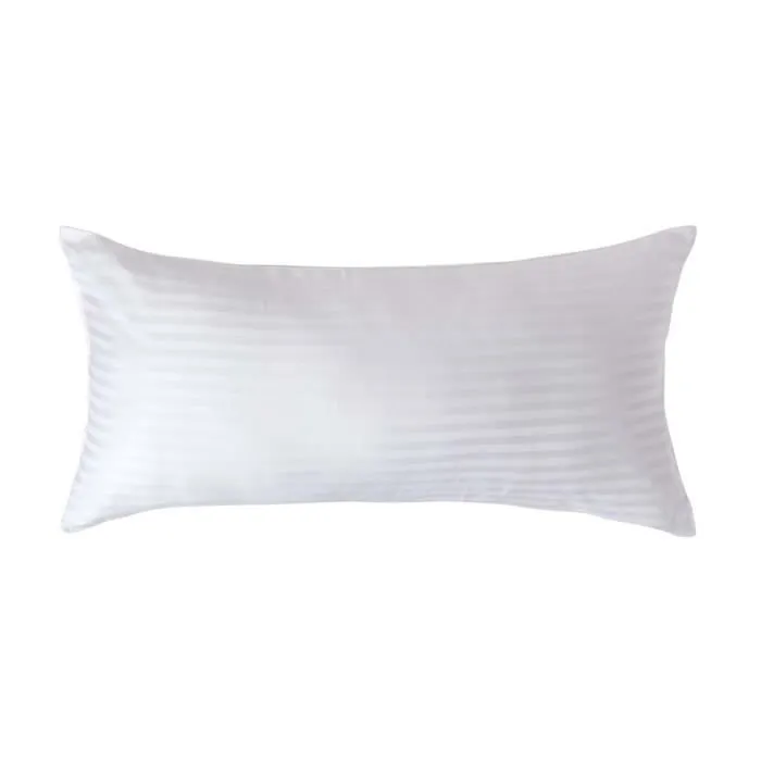 Taie d'oreiller - HOMESCAPES - 100% coton égyptien 330 fils - Blanc - Rayures satinées - Rectangulaire-0