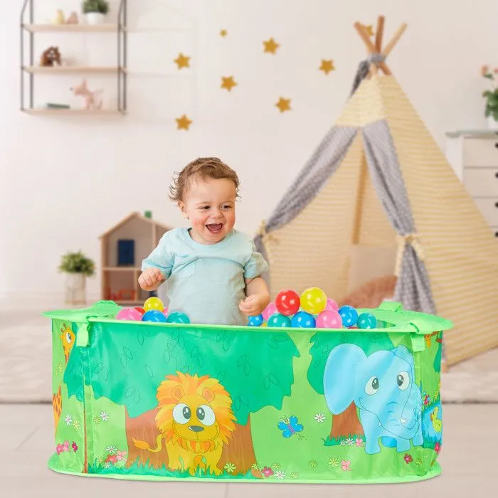 Relaxdays Piscine à balles, 50 balles, tente jeu, boules, Pop up intérieur jungle animaux HxlxP: 29 x 80 x 80 cm, vert-2