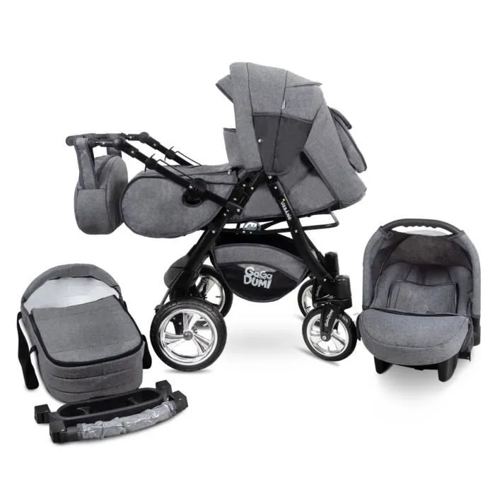 GagaDumi Urbano combinée 3 en 1 poussette nacelle Siège-Auto avec tous les accessoires Landau (U5- Jean)-0