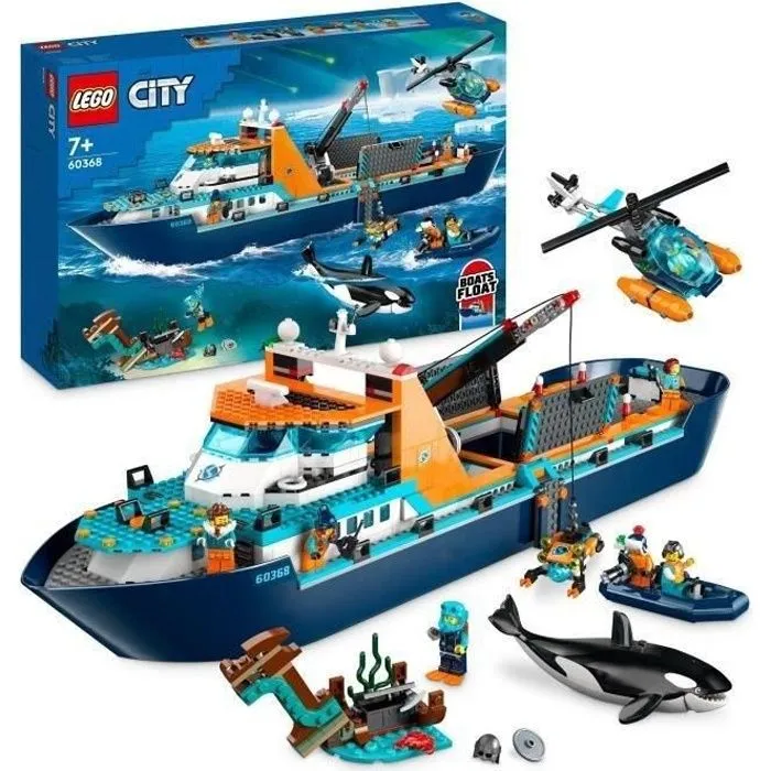 LEGO® City 60368 Le Navire d’Exploration Arctique, Jouet de Grand Bateau Flottant, Cadeau Enfants-0