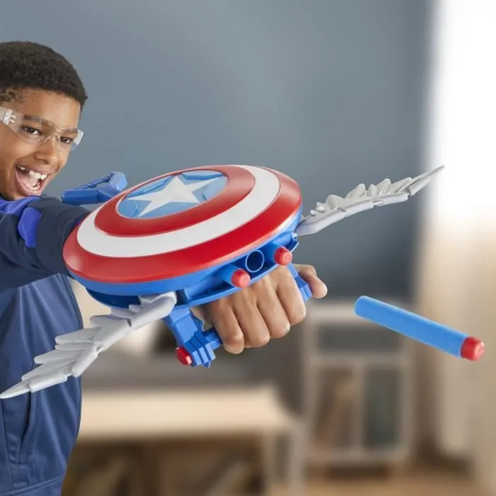 NERF Blaster Skyshot, bouclier pour déguisement, Marvel Studios Captain America Brave New World, Dès 5 ans-6
