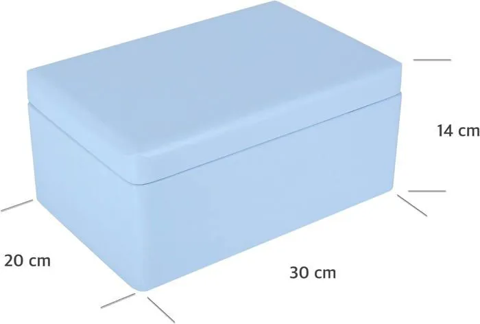 Boîte de Rangement en Bois Bleu - Creative Deco - 30 x 20 x 14 cm - avec Couvercle - Boîte Caisse Malle Coffre-2