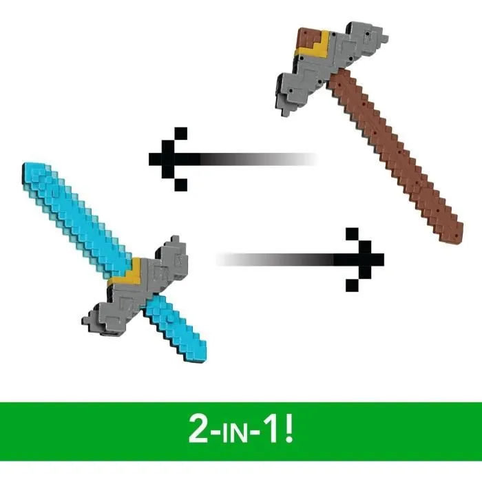 Minecraft Épée et Pioche 2 en 1, accessoire inspiré de "Minecraft : Le Film", JFR72 Mattel, jeu de rôle-1