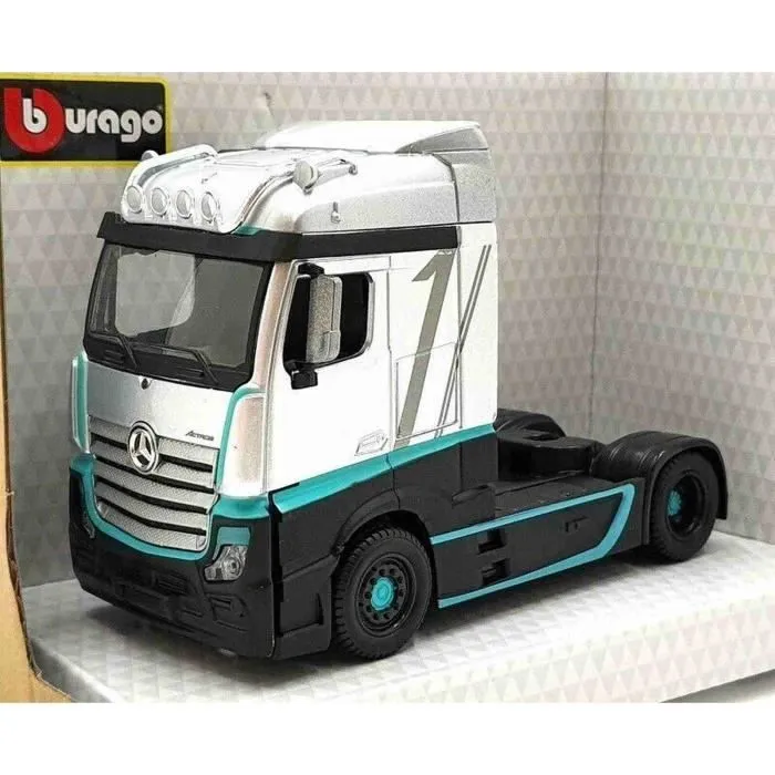 Miniatures montées - Mercedes Actros Gris et vert 1/43 Burago-0
