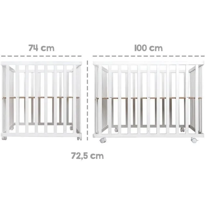 Parc bébé pliable - ROBA - LITTLE STARS - 75 x 100 cm - Hauteur réglable - 4 Roues freinées - Bois Laqué Gris Taupe - Motif Étoile-8