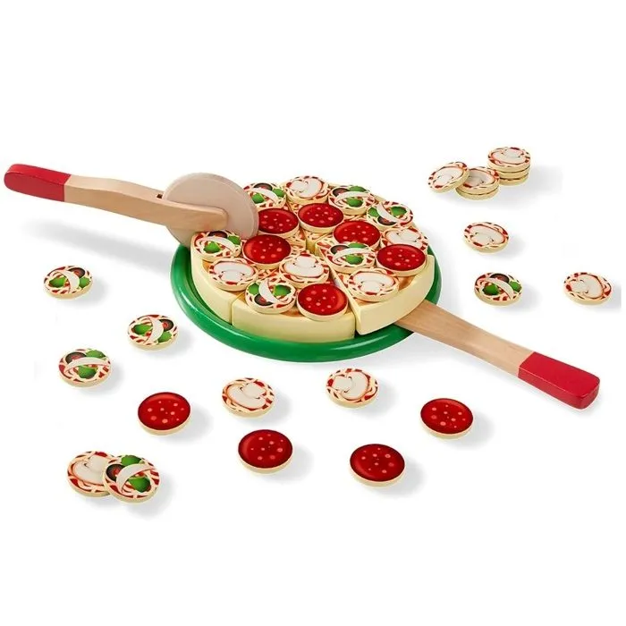 Jeu d'imitation - MELISSA & DOUG - Pizza En Bois - Bois - Beige - A partir de 3 ans-5