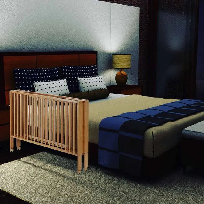Lit bébé à barreaux pliable en hêtre massif naturel - Marque - Modèle - Dimensions 60x120 cm - Matelas inclus-3