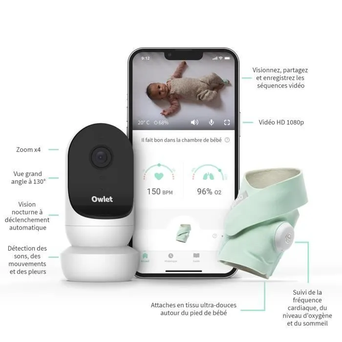Owlet Babyphone Monitor Duo Smart Sock 3 + Cam 2 - Menthe-1