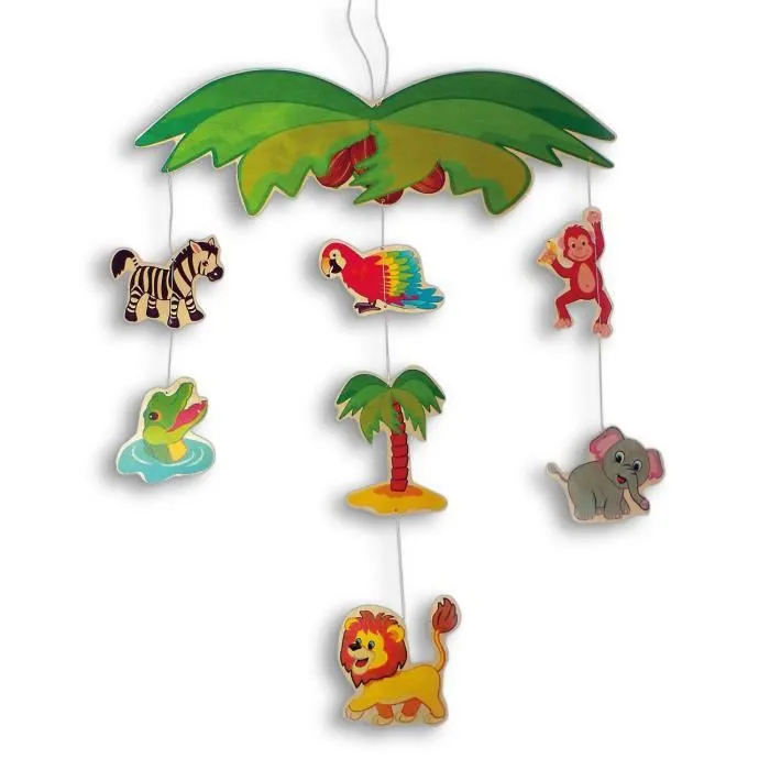 Mobile en bois - HESS - Hess Mobile Jungle - Mixte - Jungle - Blanc - 22 x 22 x 3 cm-1