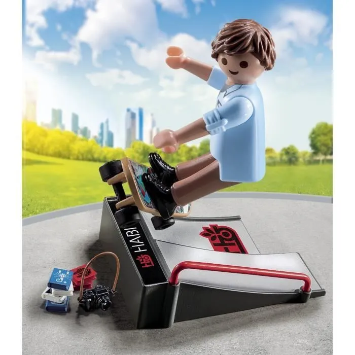 PLAYMOBIL - Skateur avec Rampe - Playmobil Special Plus - Bleu et multicolore - Jouet-1