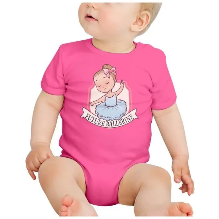 Body Bébé Manche Courte Rose Future Ballerine Danse Classique Sport-1