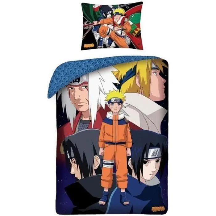 Parure de lit coton Naruto Shippuden - Enfant - Manga - Bleu - Naturelle - Chambre-0