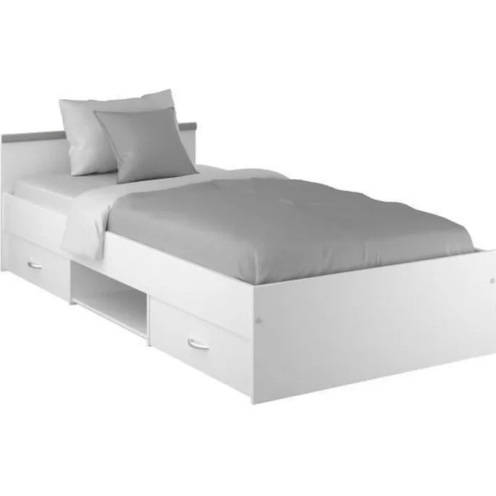 PARISOT ZODIAC Lit enfant contemporain blanc mat - L 90 x P 200 cm-0