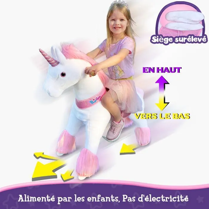 PonyCycle Modèle U à enfourcher Animal qui marche Peluche licorne rose à roulettes avec frein Taille 3 pour les 3-4 ans Ux302-3