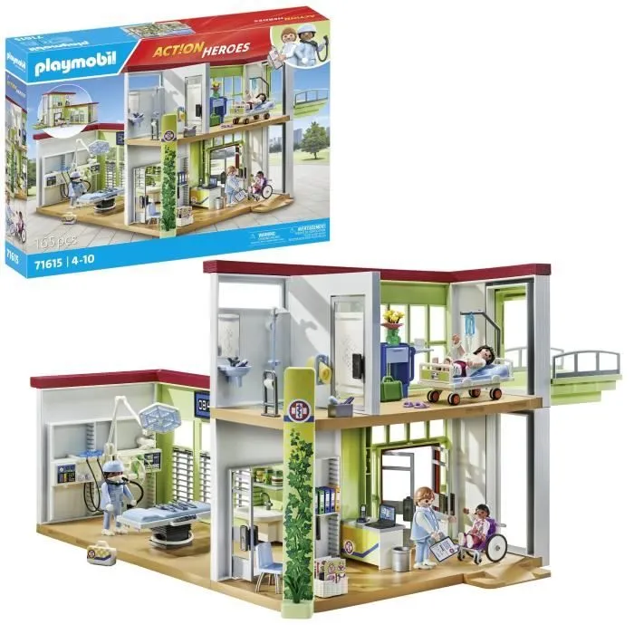 PLAYMOBIL 71615 Hôpital aménagé, Action Heroes, L'hôpital, 165 pièces, Dès 4 ans-0