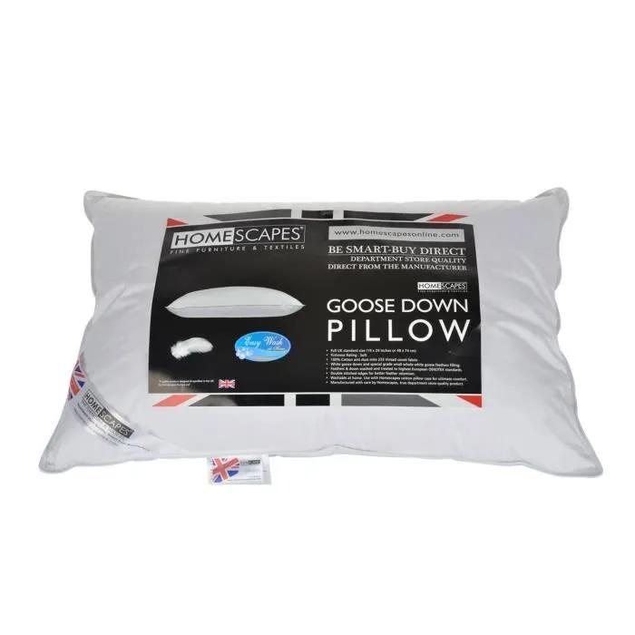 Oreiller en duvet d'oie - HOMESCAPES - 50 x 75 cm - Ultra gonflant et moelleux-0