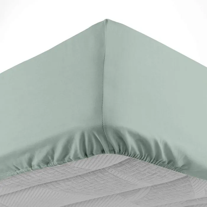 Drap housse 90x190 cm - Bonnet 30 cm - 100% coton - Sauge-0