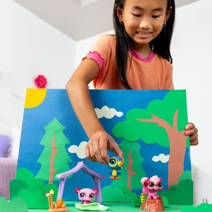 Pack à thème 3 Pets - BANDAI - Littlest Pet Shop Camping - Animaux et accessoires-5