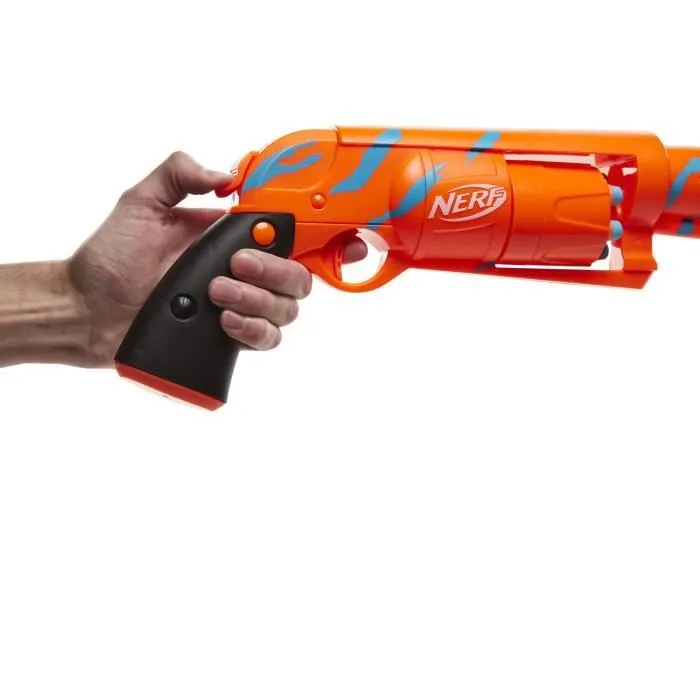 NERF - Fortnite - Blaster 6 -SH avec revêtement Camo Pulse - mécanisme à percuteur - barillet rotatif - 6 fléchettes NERF - Elite-6