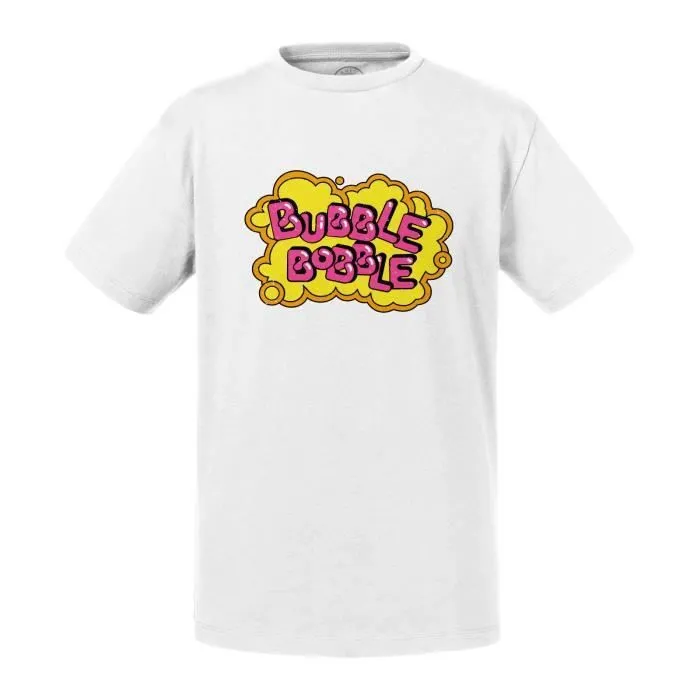 T-shirt Enfant Blanc Bubble Bobble Jeux Vidéo Retro Gaming Vintage-0