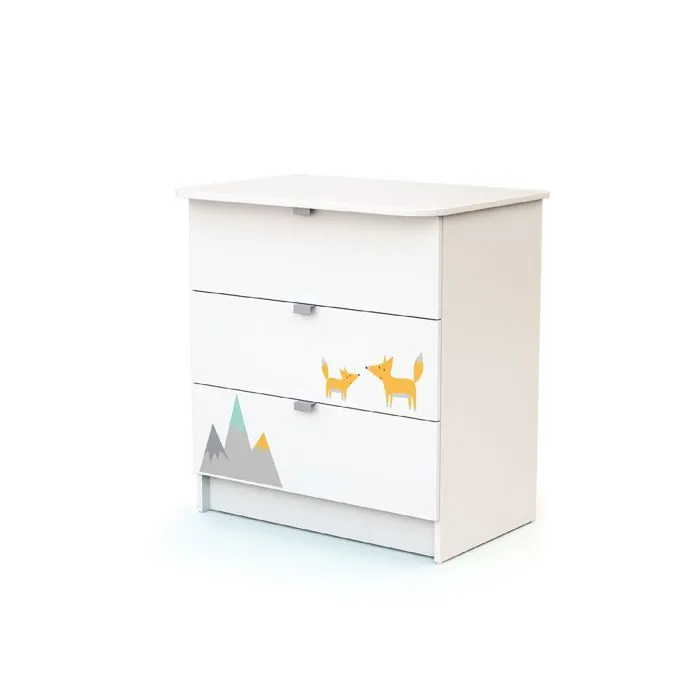 WEBABY - Chambre bébé lit et commode à langer en bois ALBA  Blanc - Taille unique-4