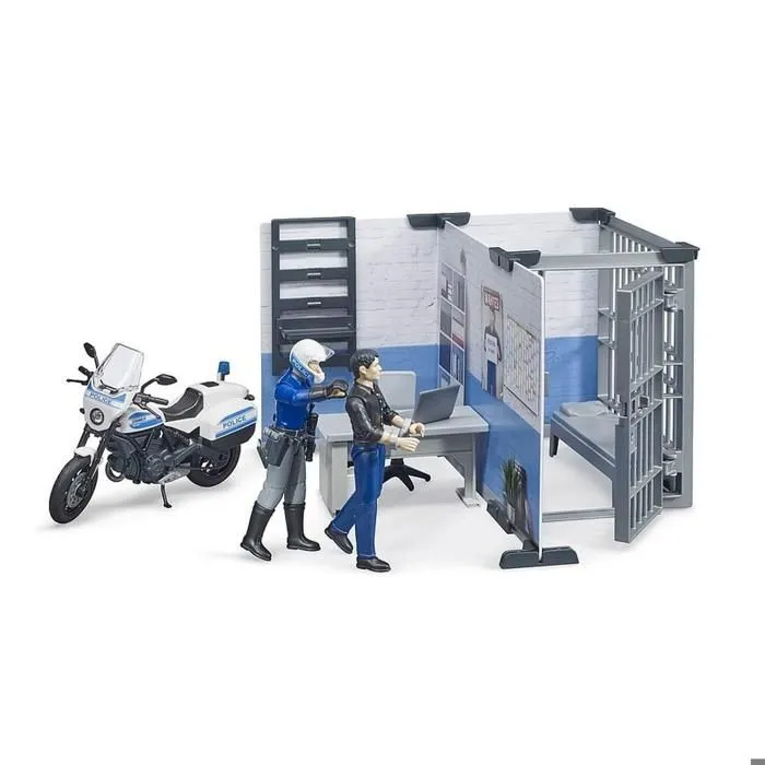 Poste de police bworld avec moto de police - Bruder - Jouet pour enfant de 4 ans et plus-1