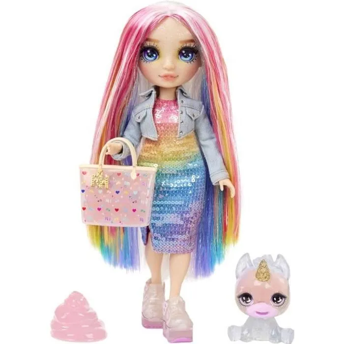 Rainbow High Poupée Mannequin avec Kit de Slime et Animal de Compagnie - Amaya (Rainbow) - Poupée Pailletée 28 cm avec Kit de Slime-0