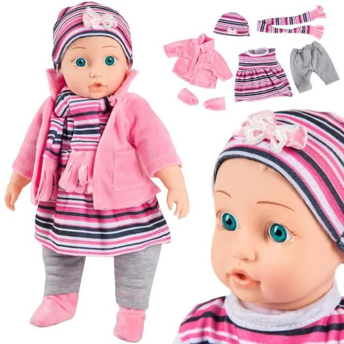 Kinderplay Poupée Bébé Poupee Qui Parle Mama Papa, Taille 35 cm - Jouet Bebe Poupon Fille Bebe Taille 14’’, KP4839-0