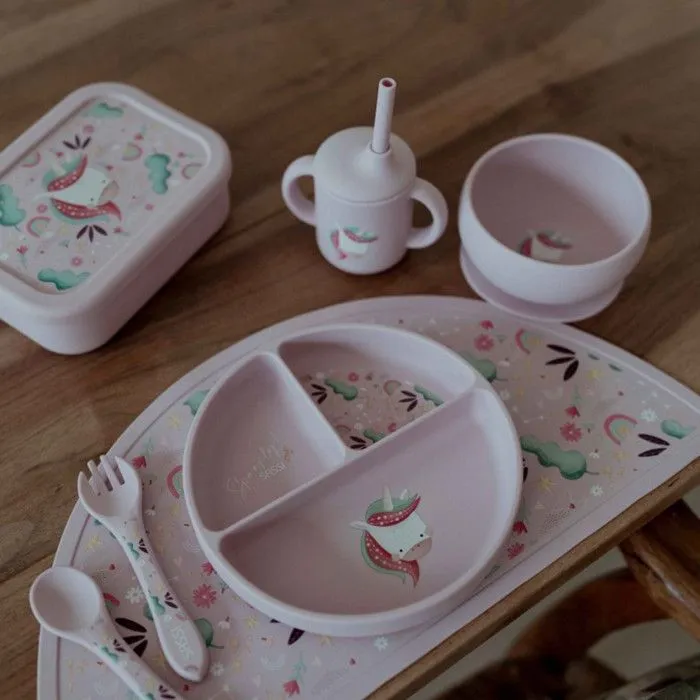 Assiette compartimentée en silicone avec ventouse Animaux LICORNE-4
