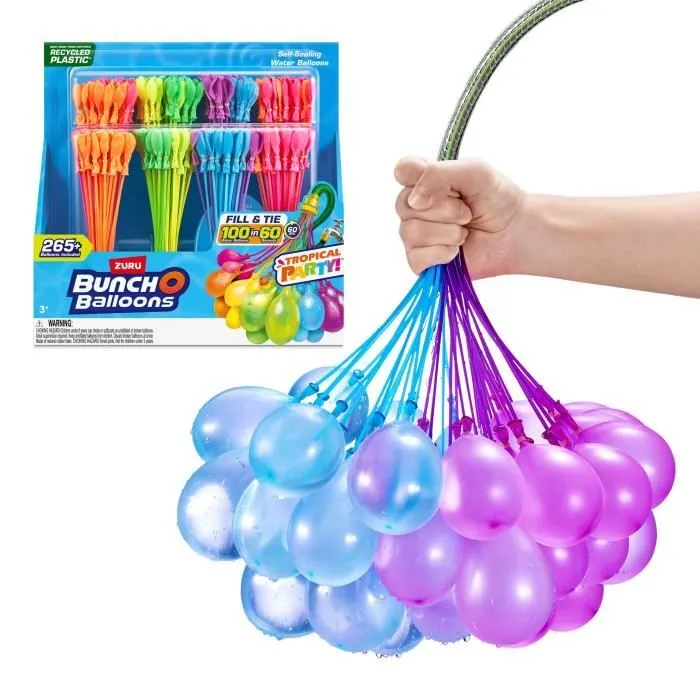 Ballons à eau - ZURU BUNCHO BALLOONS - Tropical Party - 265 ballons - Fermeture automatique - Prêt en 60 sec-0