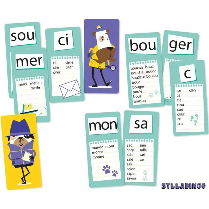 Jeu de cartes - ASMODEE - SyllaDingo - Vocabulaire Orthographe - Mixte - 2 joueurs ou plus-4