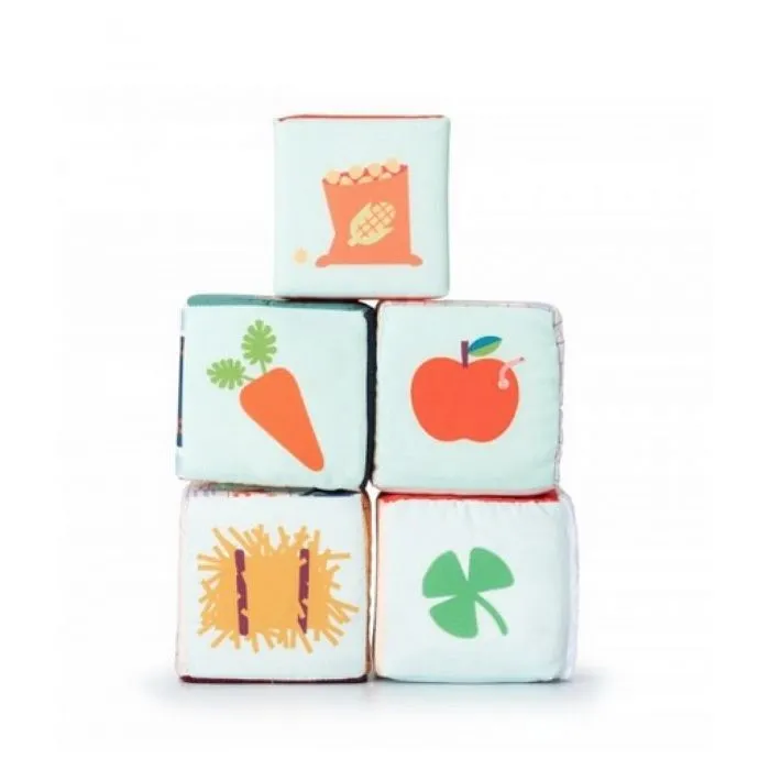 Jeu éducatif - LILLIPUTIENS - Cubes à empiler - 5 cubes souples - Ferme-4