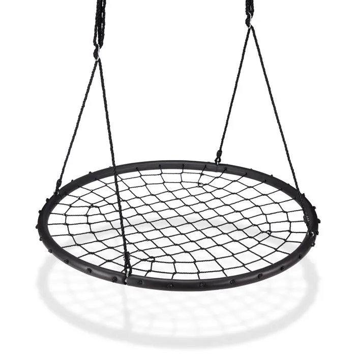 Relaxdays Balançoire nid d'oiseau maille filet 120 cm à suspendre ajustable enfant adulte jardin extérieur 150 kg, noir-0
