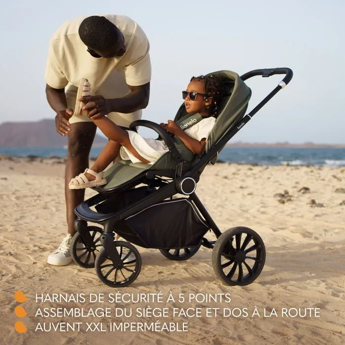 Poussette combinée 3en1 LIONELO Mika Plus - Jusqu'à 22kg - Pack poussette Trio, Nacelle, Siege auto, sac et accessoires - Noir-1