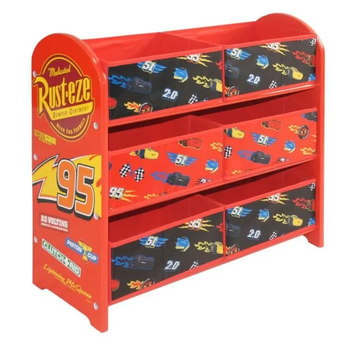 Étagère à jouets Disney Cars - Lightning McQueen Core - Enfant - Rouge - Bois-0