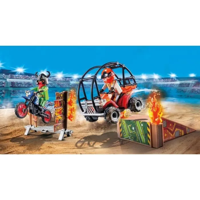 PLAYMOBIL 71808 Duo de cascadeurs avec quad et moto-1