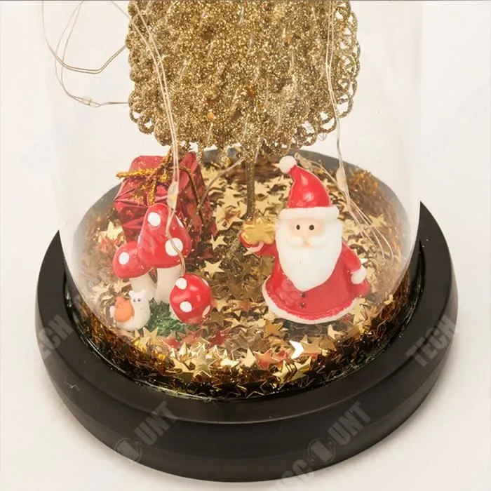 TD® Abat-jour en verre musical pour cadeau de noël, lumières d'arbre de noël, décoration de renne en cèdre, petits ornements de bure-2