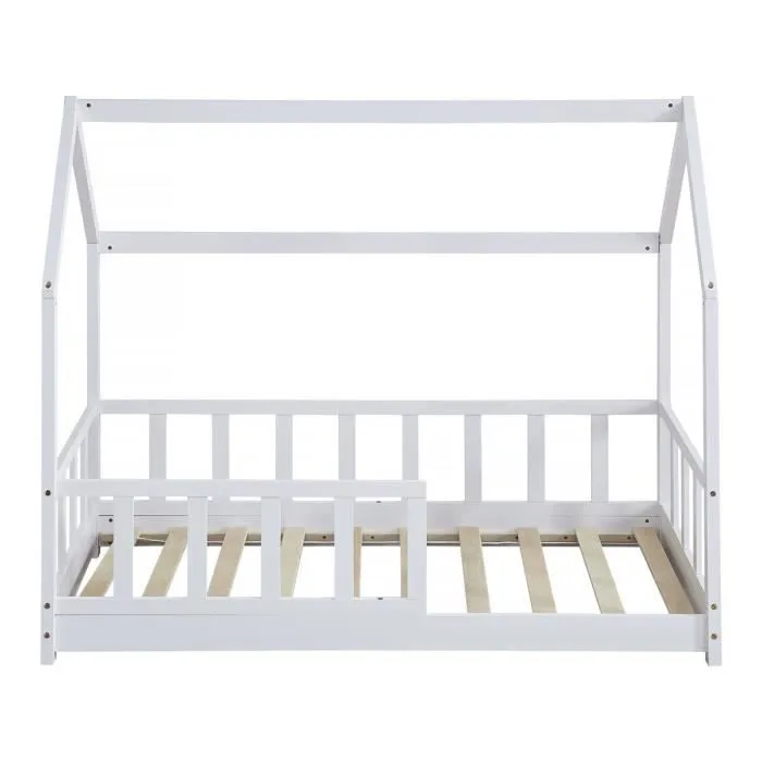 Lit cabane en bois "Charlotte"  - Blanc - 80 x 160 cm-3
