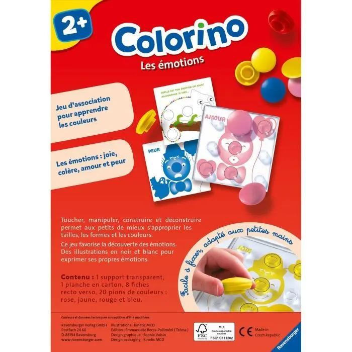 Colorino Les émotions - Jeu éducatif - Apprentissage des couleurs - Activités créatives enfant - Ravensburger - Dès 2 ans-3
