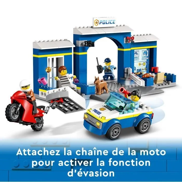 LEGO® City 60370 La Course-Poursuite au Poste de Police, Voiture en Jouet et Moto, Prison-3