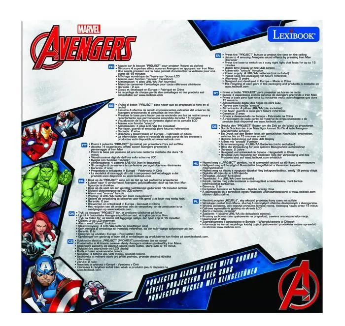 Réveil Projecteur Avengers avec Iron Man en 3D et des sons super-héros-4