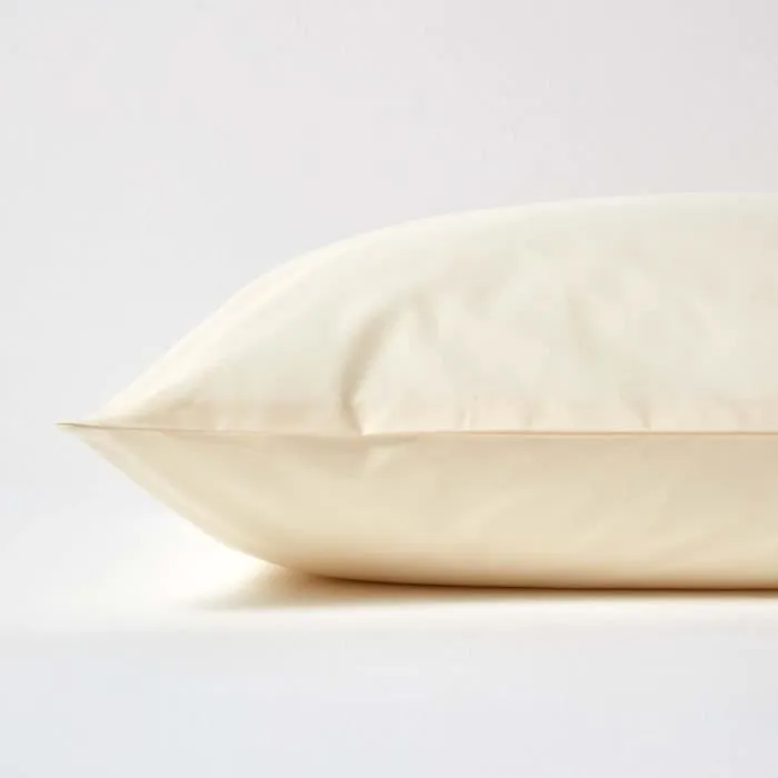 Taie d'oreiller - Homescapes - Crème - 100% Coton Égyptien - 200 Fils - 80 x 80 cm-1